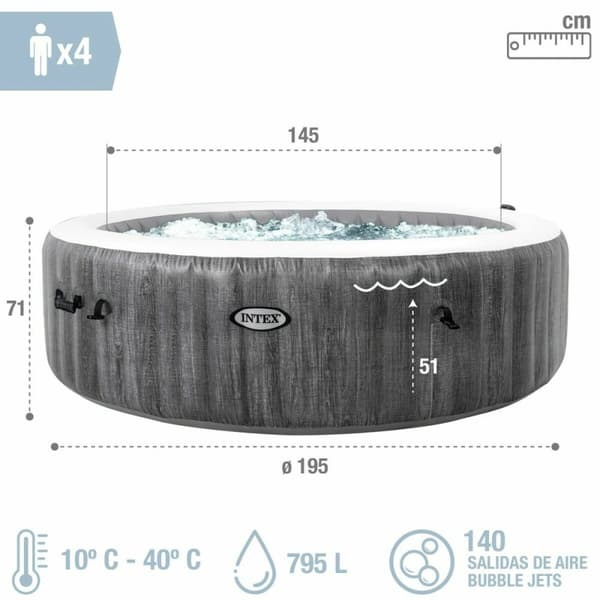 Upplåsbar bassäng Intex 220-240 V Jacuzzi 196 x 71 cm