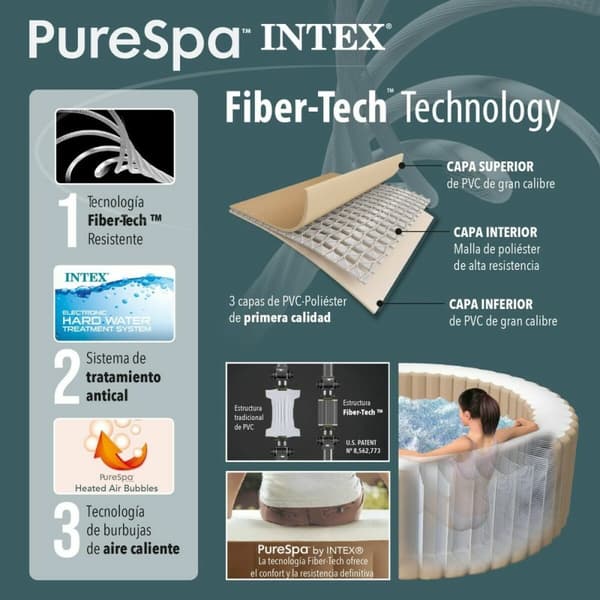 Upplåsbar bassäng Intex 6 platser 220-240 V Jacuzzi 216 x 71 cm