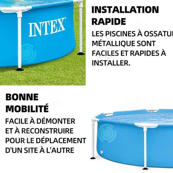 INN Pool med metallram 2,44x2,44x0,51m PVC 1828 liter blå poolsats metallram havspool metallram rund rörformad