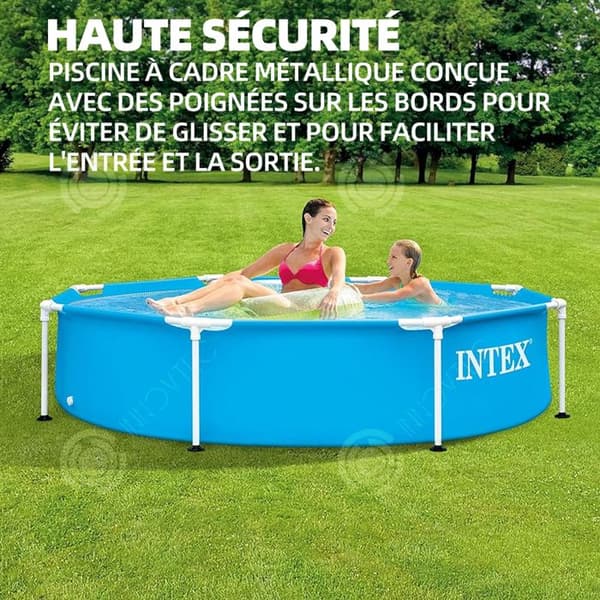 INN Pool med metallram 2,44x2,44x0,51m PVC 1828 liter blå poolsats metallram havspool metallram rund rörformad