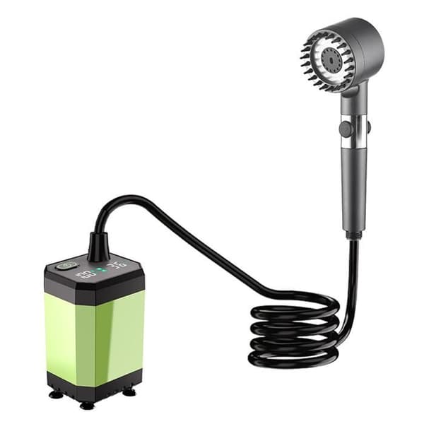Campingdusch PASSIONOVA 6000mAh elektrisk, uppladdningsbar duschpump med temperaturskärm och effektskärm