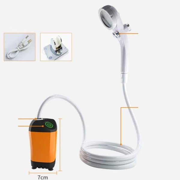 INN Campingdusch 7800 mAh Uppladdningsbar elektrisk duschpump med smart digital display för vandringsstädning