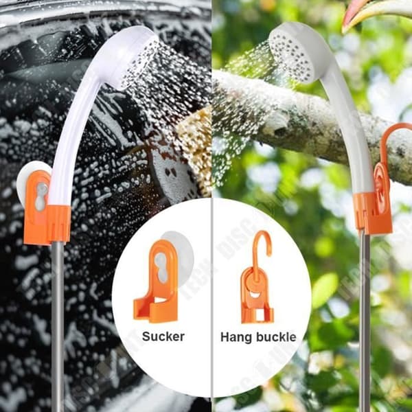 TD® Bärbar dusch, elektrisk dusch, olika munstycken, utomhustvätt, camping, laddning, badartefakt, campingdusch, svart