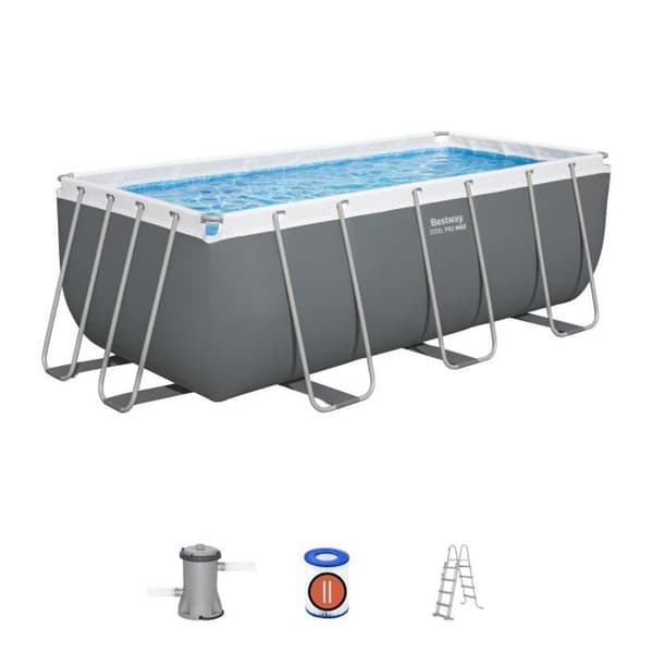 Kit för övermarkspool BESTWAY - Steel Pro Max - 422 x 201 x 122 cm - Rektangulär (Filterpatron, stege, 1 patron)