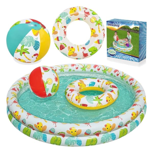 3i1 børnebassin 122 x 20 cm + HJUL + BALL Bestway 51124