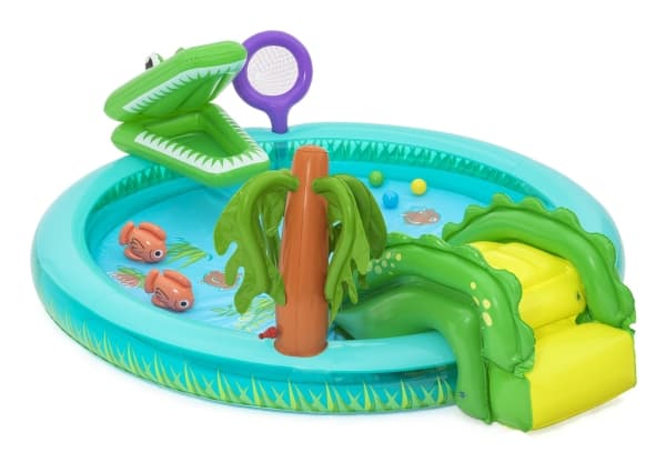 Bestway Puhallettava leikkikenttä CROCODILE liukumäki + sprinkleri + pallot 53166