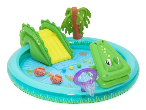 Bestway Puhallettava leikkikenttä CROCODILE liukumäki + sprinkleri + pallot 53166