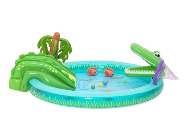 Bestway Puhallettava leikkikenttä CROCODILE liukumäki + sprinkleri + pallot 53166