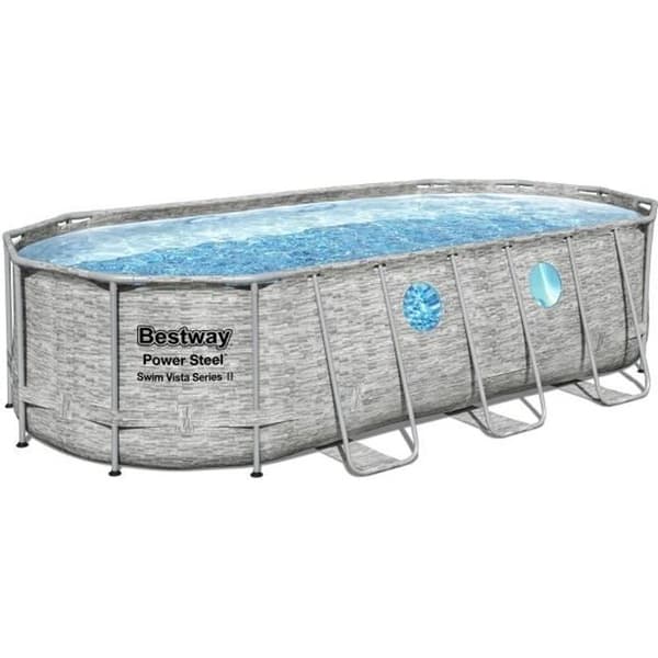 Kit för ovanmarkspool i rördesign BESTWAY - Power Steel - 549 x 274 x 122 cm - Oval (patronfilter, trappa, presenning)