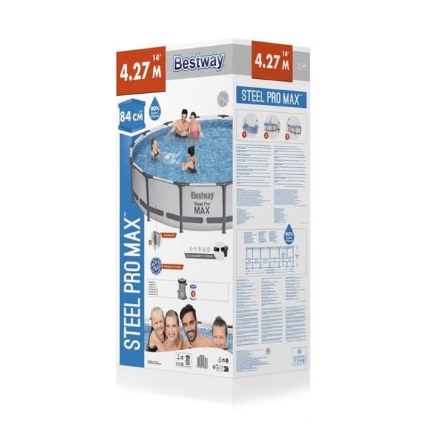 Kit för ovanmarkspool i rör BESTWAY - Steel Pro Max - 427 x 84 cm - Rund (Filtret med patron, 1 patron)