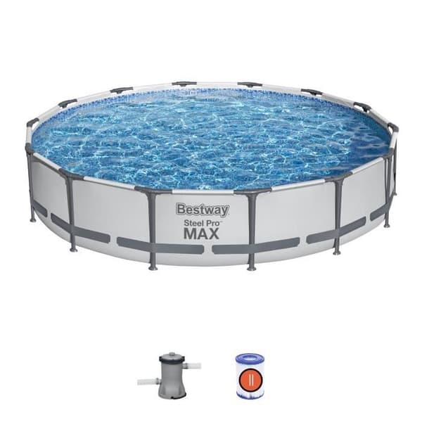 Kit för ovanmarkspool i rör BESTWAY - Steel Pro Max - 427 x 84 cm - Rund (Filtret med patron, 1 patron)
