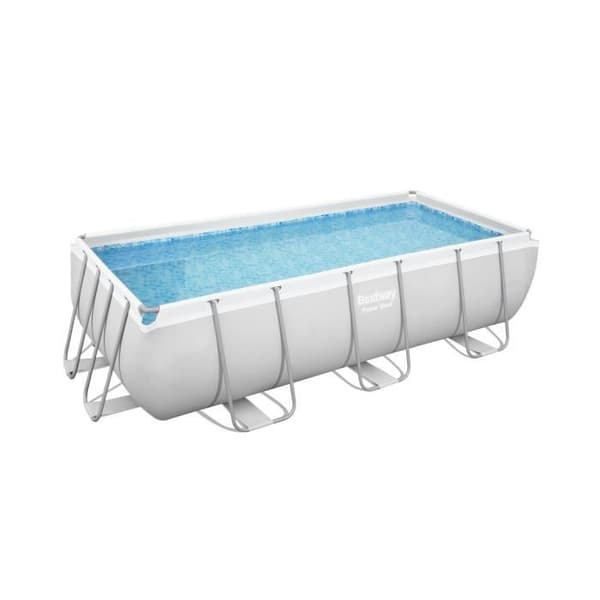 BESTWAY Tubular Above Ground Pool Kit - Power Steel™ - 404 x 201 x 100 cm - Rektangulär (levereras med stege, pump och
