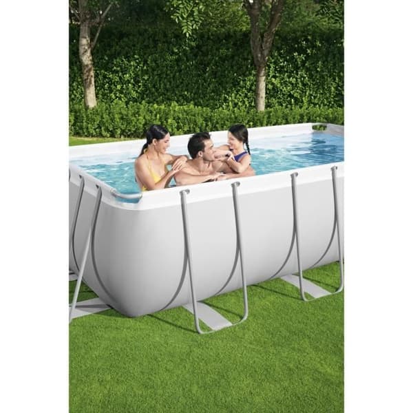 BESTWAY Tubular Above Ground Pool Kit - Power Steel™ - 404 x 201 x 100 cm - Rektangulär (levereras med stege, pump och