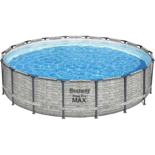 BESTWAY Steel Pro Max™ Tubular Above Ground Pool Kit - 549 x 122 cm - Rund (Med filtreringspump, stege och lock)