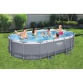 Miniatyrbild 2 av 6: BESTWAY Tubular Above Ground Pool Kit - Power Steel™ - 488 x 305 x 107 cm - Oval (Levereras med en stege, ett lock, en