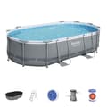 Miniatyrbild 1 av 6: BESTWAY Tubular Above Ground Pool Kit - Power Steel™ - 488 x 305 x 107 cm - Oval (Levereras med en stege, ett lock, en