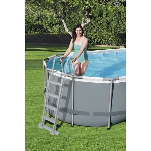 BESTWAY Power Steel™ Tubular Above Ground Pool Kit - 549 x 274 x 122 cm - Oval (Med patronfilter, stege, lock,