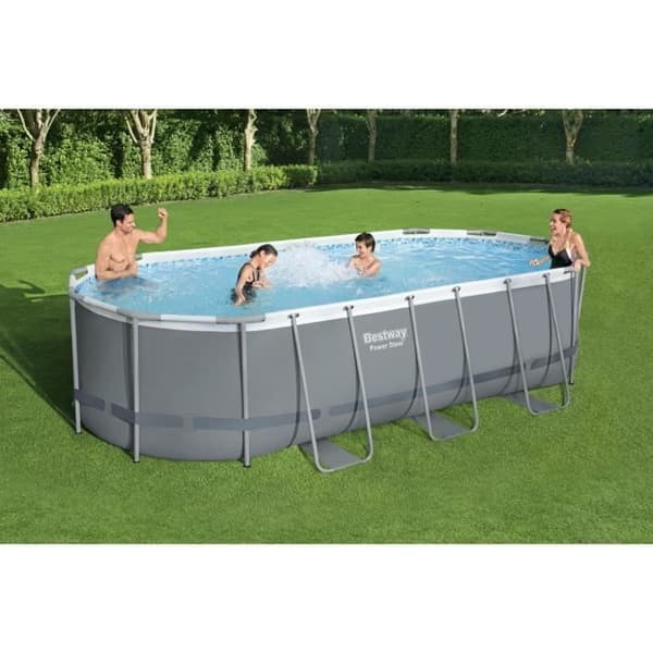 BESTWAY Power Steel™ Tubular Above Ground Pool Kit - 549 x 274 x 122 cm - Oval (Med patronfilter, stege, lock,