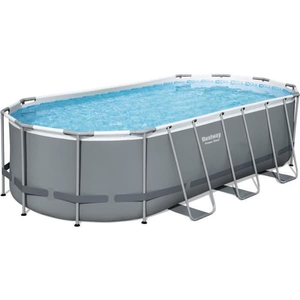 BESTWAY Power Steel™ Tubular Above Ground Pool Kit - 549 x 274 x 122 cm - Oval (Med patronfilter, stege, lock,