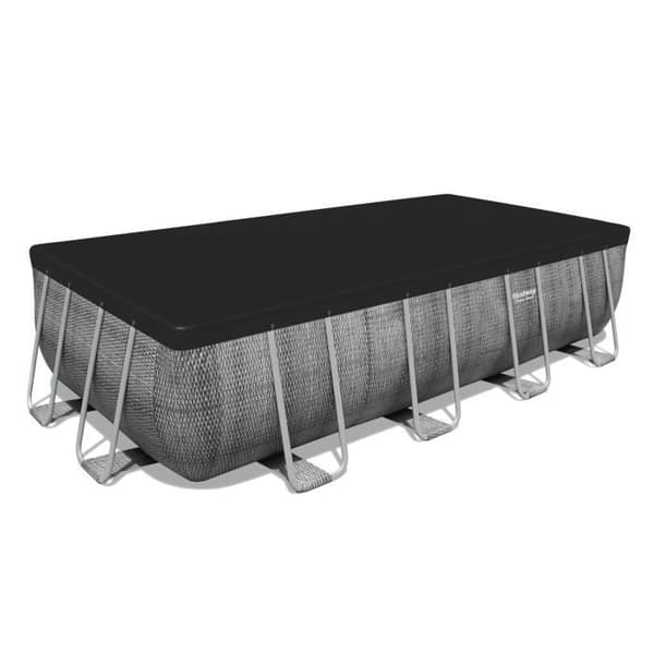 BESTWAY Power Steel™ Tubular Above Ground Pool Kit - 549 x 274 x 122 cm - Rektangulär (med pump, stege, lock)
