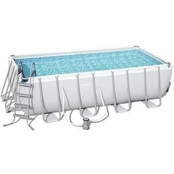 BESTWAY Power Steel™ rörformad poolsats ovan jord - 488 x 244 x 122 cm - Rektangulär (Inkluderar pump, stege, diffusor, lock)