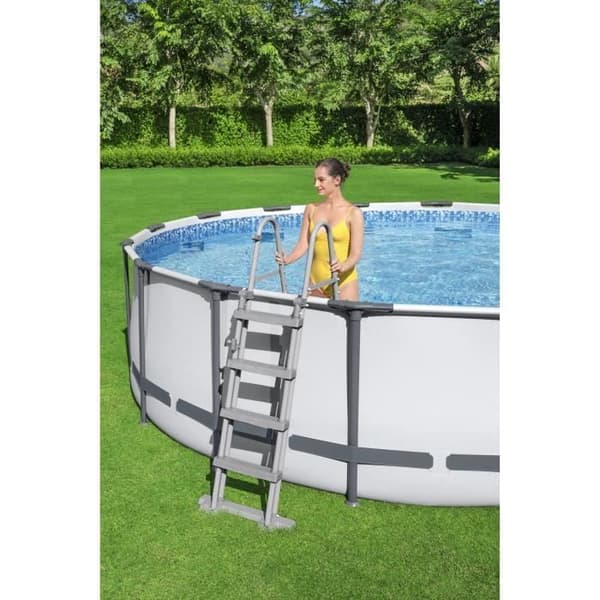 BESTWAY Steel Pro Max™ Tubular Above Ground Pool Kit - 427 x 122 cm - Rund (Med ett patronfilter, ett lock och en stege)