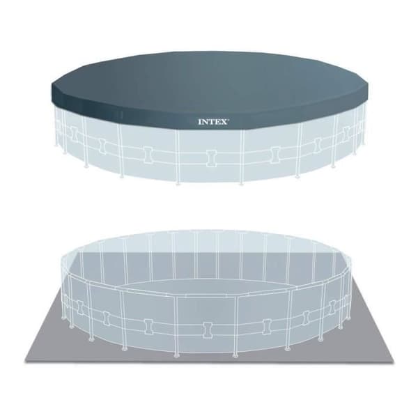 INTEX Tubular Above Ground Pool Kit - Pris Ram - 610 x 132 cm - Rund (Pump, lock, markduk och stege) - 26756NP