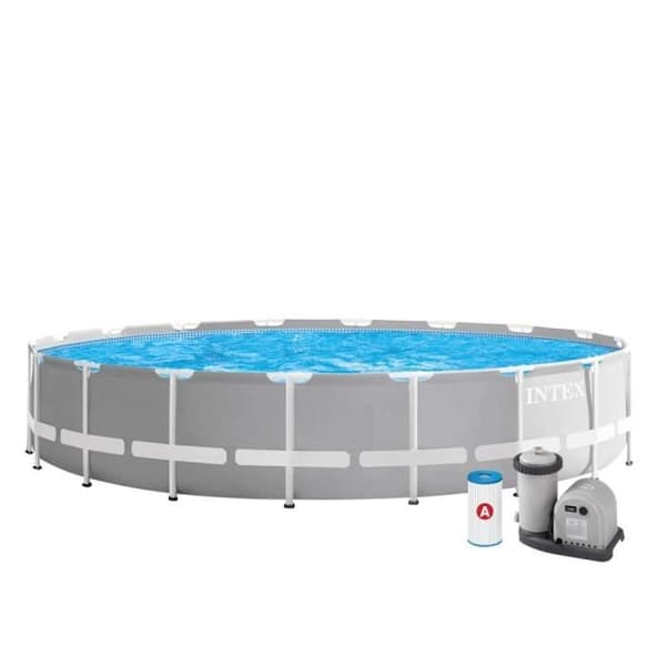 INTEX Tubular Above Ground Pool Kit - Pris Ram - 610 x 132 cm - Rund (Pump, lock, markduk och stege) - 26756NP