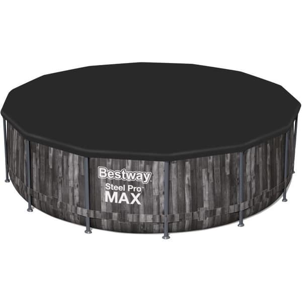 BESTWAY Steel Pro Max™ Tubular Above Ground Pool Kit - 427 x 107 cm - Rund (Levereras med filtreringspump, stege)