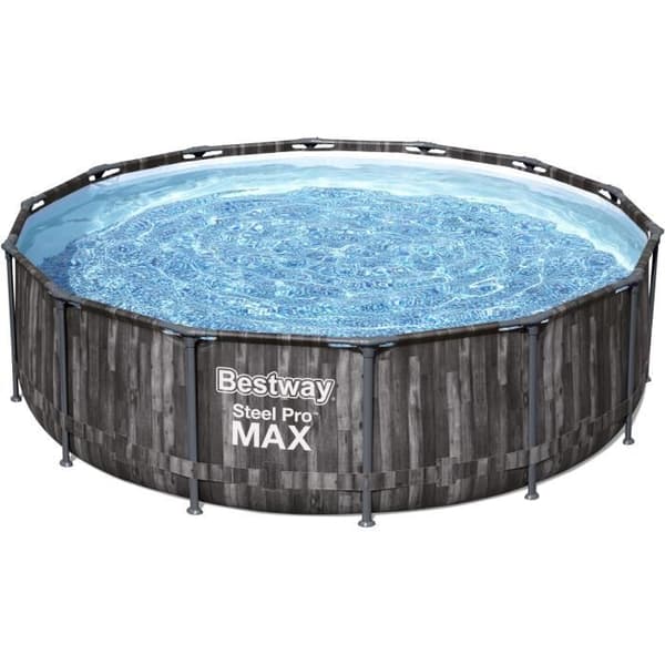 BESTWAY Steel Pro Max™ Tubular Above Ground Pool Kit - 427 x 107 cm - Rund (Levereras med filtreringspump, stege)