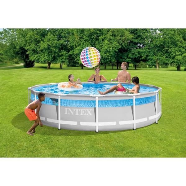 INTEX Tubular Above Ground Pool Kit - Pris Ram - 427 x 107 cm - Rund (Pump, lock, markduk och stege) - 26722NP
