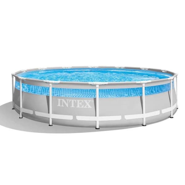 INTEX Tubular Above Ground Pool Kit - Pris Ram - 427 x 107 cm - Rund (Pump, lock, markduk och stege) - 26722NP