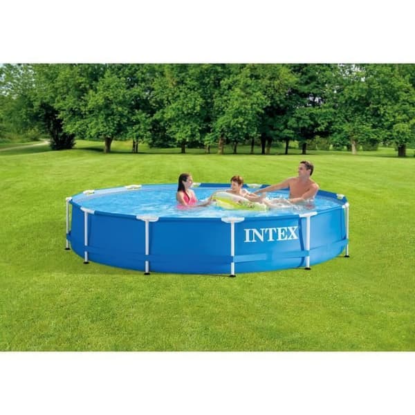 INTEX Tubular Above Ground Pool Kit - Metallram - 366 x 76 cm - Rund (Levereras med pump och patron) - 28212NP