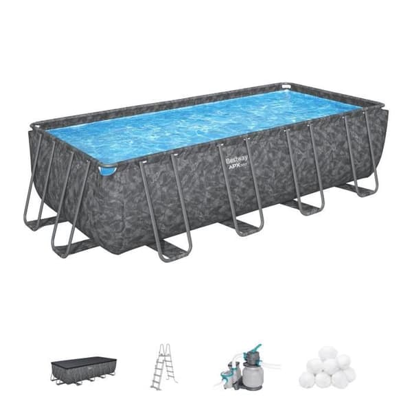 Kit Utomhuspool Tubular BESTWAY - APX 365 - 549 x 274 x 132 cm - Rektangulär (Sandfilter, 250 g polysfär, stege, täck)