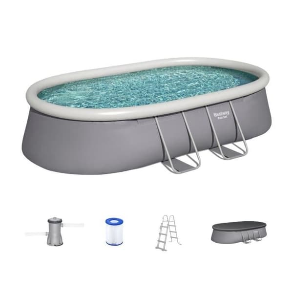 Kit för Pool ovanmark självstående BESTWAY - Fast Set - 488 x 305 x 107 cm - Oval (med filter, stege, överdrag, patron)