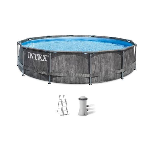 Kit för ovanmarkspool INTEX - Baltik - 366 x 99 cm - Rund (Levereras med pump och stege) - 26748FR