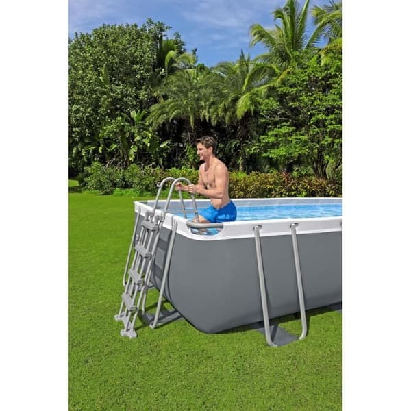Kit Pool ovanmark tubulär BESTWAY - Steel Pro Max™ - 488 x 244 x 122 cm - Rektangulär (Sandfilter, stege, överdrag)