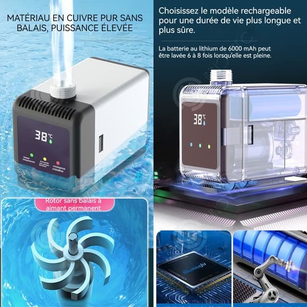 INN Campingdusch 6000mah IPX7 3-växlad borstlös motor Digital Display Temperaturmätning Campingdusch Bärbar