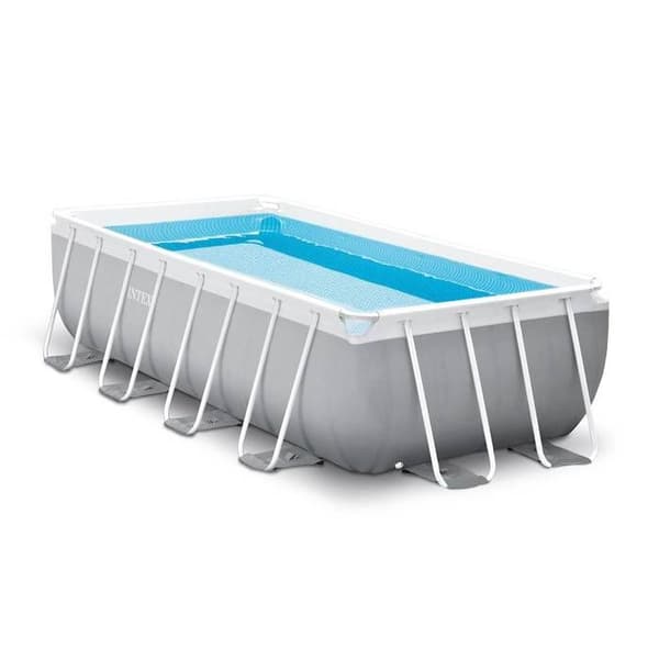 INTEX Tubular Above Ground Pool Kit - Pris Ram - 488 x 244 x 107 cm - Rektangulär (presenning, markduk och stege) - 26792NP