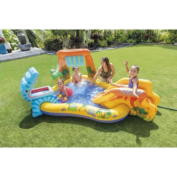 INTEX oppustelig swimmingpool til børn / vandlegeplads dinosaur 249 x 191 x 109 cm