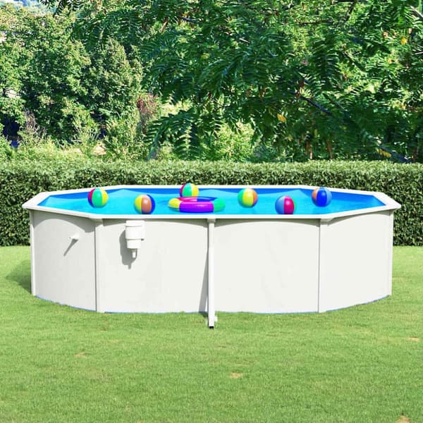 Pool med stålväggar oval 490x360x120 cm vit