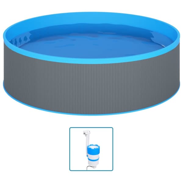 Plaskpool med hängande skimmer och pump 350x90 cm grå