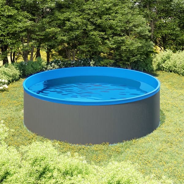 Plaskpool med hängande skimmer och pump 350x90 cm grå