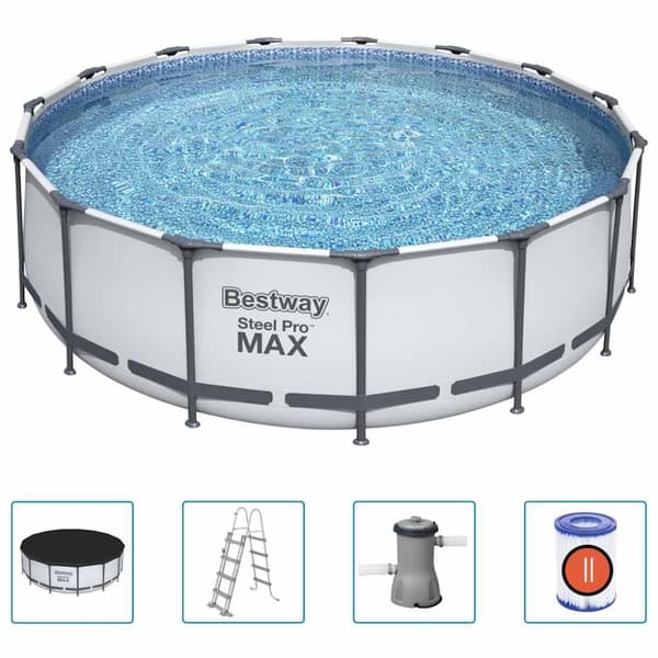 Bestway Pool Steel Pro MAX rund med tillbehör 457x122 cm