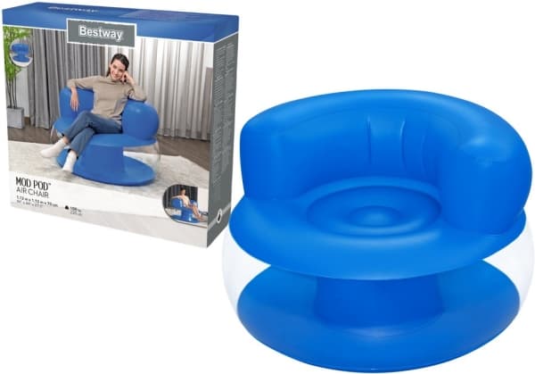 Oppblåsbar blå stol Bestway 75138