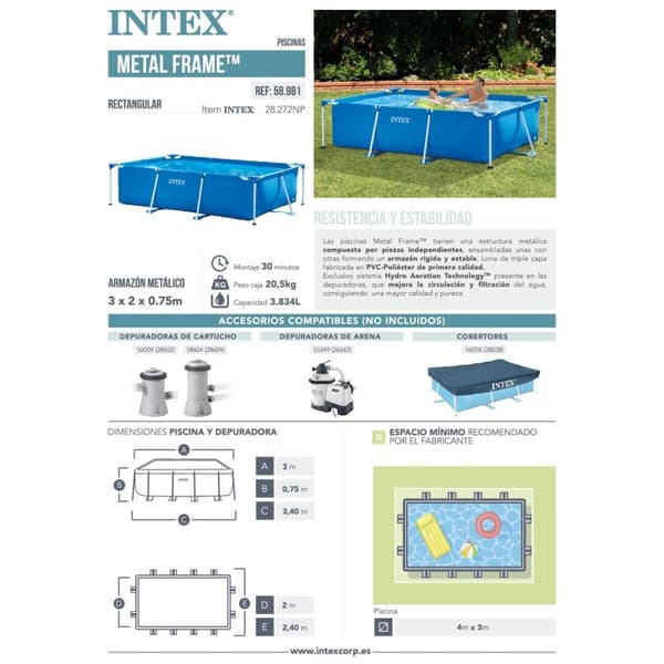 BRUGT Pool Aftageligt Intex 3834 L (Refurbished A)