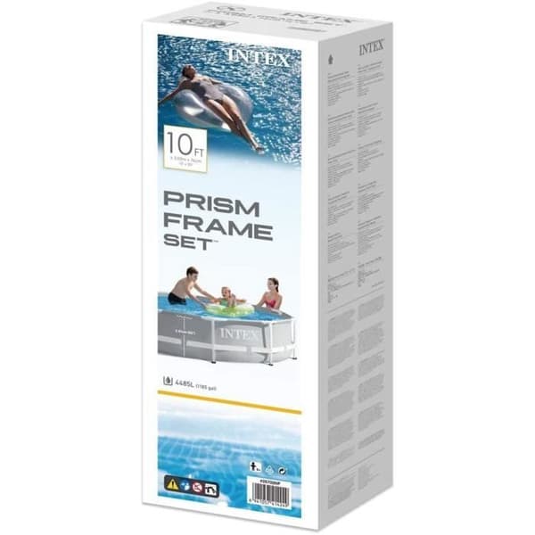 Prismabassäng - INTEX - Ø 306 x 76cm - Grå - 4 485 l - Ovan mark