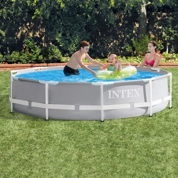 Prismabassäng - INTEX - Ø 306 x 76cm - Grå - 4 485 l - Ovan mark