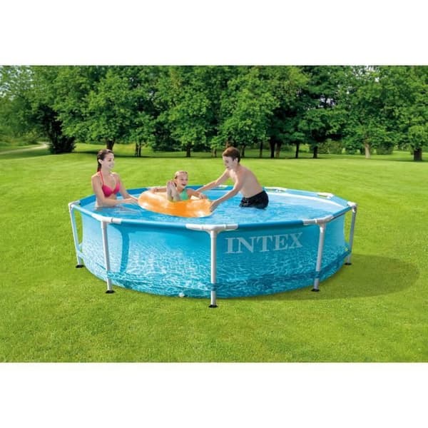 INTEX Tubular Above Ground Pool Kit - Metallram - 305 x 76 cm - Rund (Levereras med pump och 2 patroner) - 28208NP
