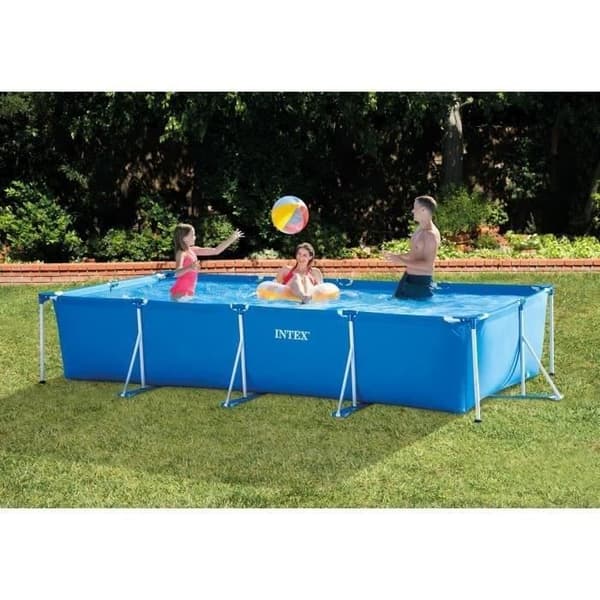 INTEX Tubular Above Ground Pool Kit - Metallram - 450 x 220 x 84 cm - Rektangulär (levereras med pump) - 28274FR